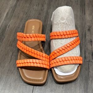 Nine West Bright Orange Strappy Sandals